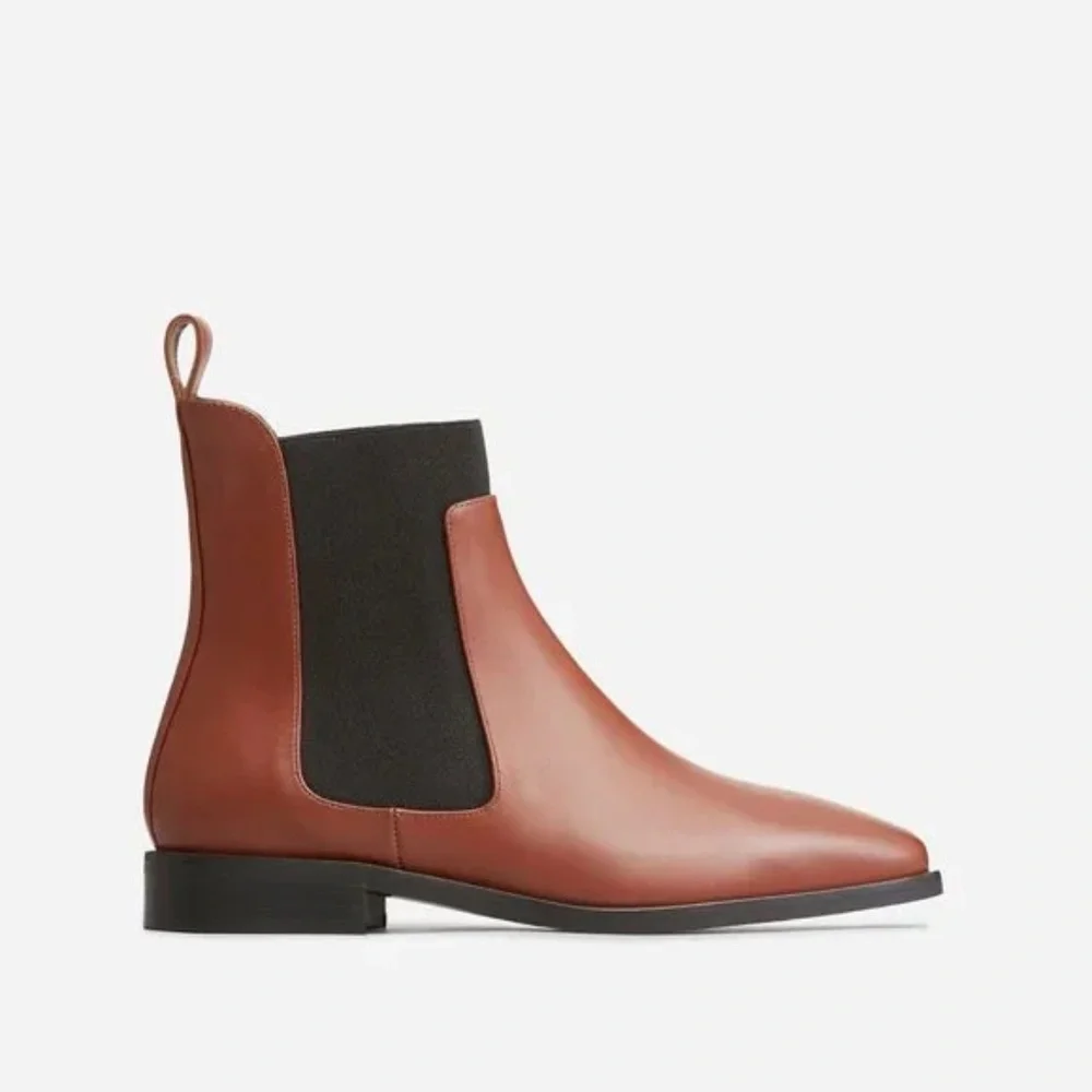 Everlane The Italian Leather Square Toe Chelsea Boots in Peanut Size 7.5 - Picture 1 of 10